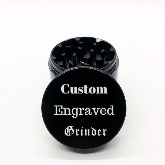 Custom Design your One of a Kind Herb Grinder Laser Engraved 5 Part Black Aluminum - Magnetic Top - Pollen Screen  Great Groomsman Gift!!