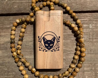Mystic Cat Predesigned Engraved 4-inch Wood Dugout Comes with Choice of Bat - Custom Orders Available