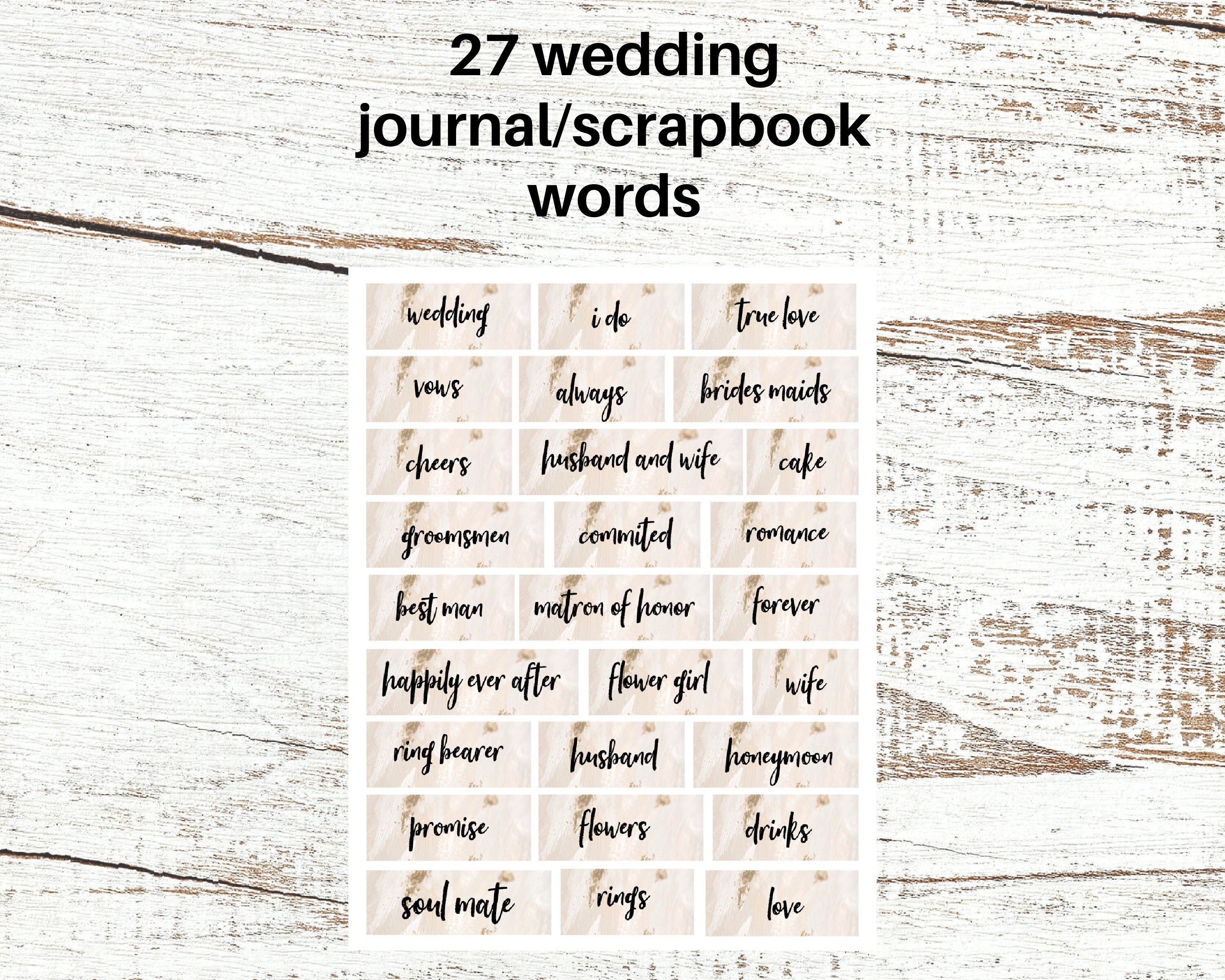 Wedding Scrapbook/Journal Words Printable Wedding Journal Etsy