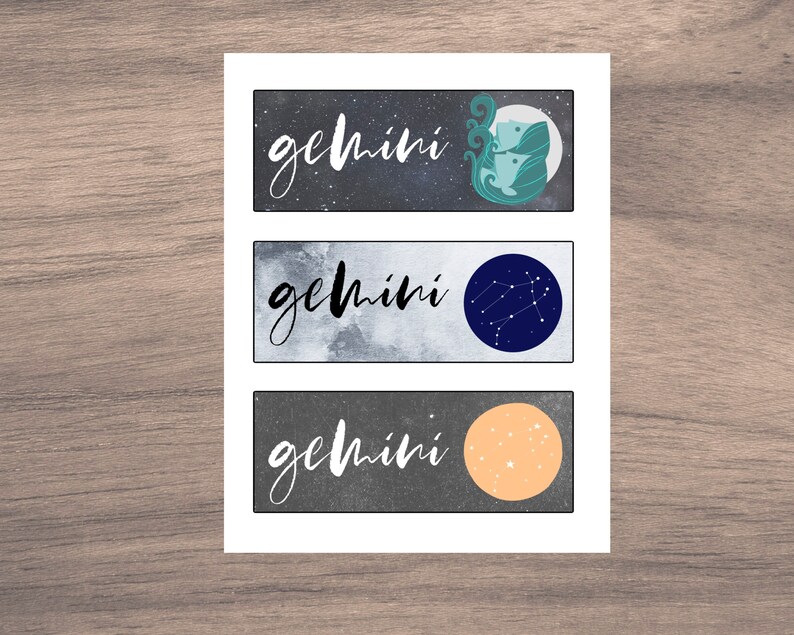 gemini zodiac bookmarks printable printable gemini bookmark etsy