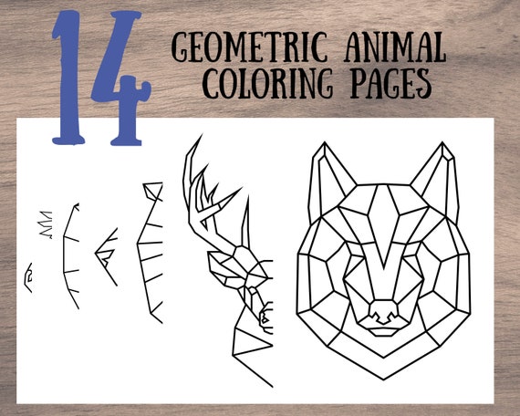 Geometric Animal Coloring Pages Printables Adult Coloring Etsy