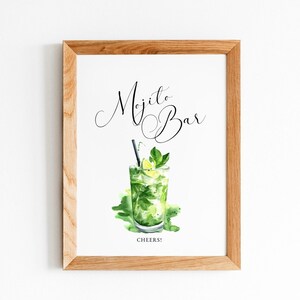Watercolor Mojito Bar Sign, Birthday Party, Wedding, Bridal Shower, Drink Bar Sign, Bar Art, Kitchen Decor, 8x10, INSTANT DOWNLOAD
