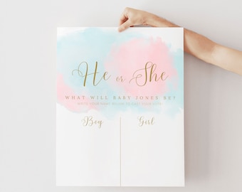 Gender Reveal Voting Board: Pink and Blue Prediction Game (Digital Download)