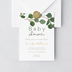 Greenery Baby Shower Invitation, Gender Reveal, Shower, Birthday Invitation, Printable, Editable, DIGITAL DOWNLOAD
