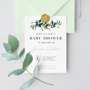 Greenery Baby Shower Invitation, Gender Reveal, Birthday, Printable, Editable, DIGITAL DOWNLOAD