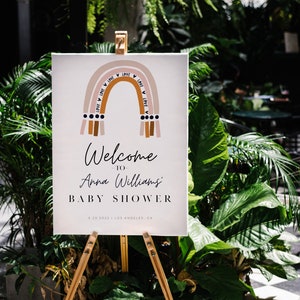 Rainbow Baby Shower Welcome Sign, Welcome Printable Poster, Gender Neutral Sign, Birthday Welcome Sign, Editable, DIGITAL DOWNLOAD