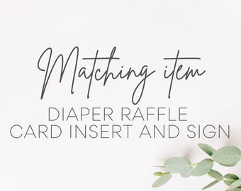 Matching Diaper Raffle Card Insert and Sign, Custom size, DIGITAL DOWNLOAD