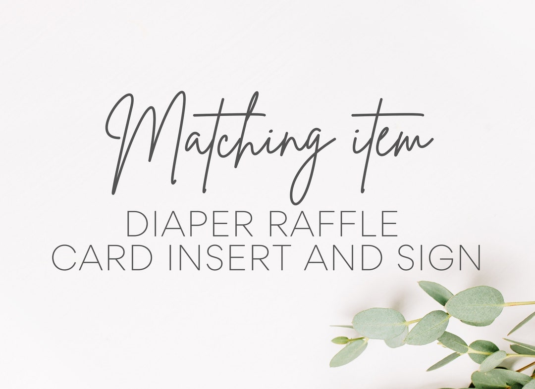 Matching Diaper Raffle Card Insert and Sign, Custom Size, DIGITAL ...