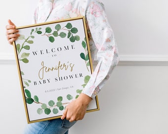 Greenery Baby Shower Welcome Sign: Custom Printable Poster (Digital Download)