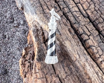 Sterling Silver Hatteras Island Lighthouse Charm, Outer Banks Jewelry, Cape Hatteras Pendant for Beach Lovers & Collectors