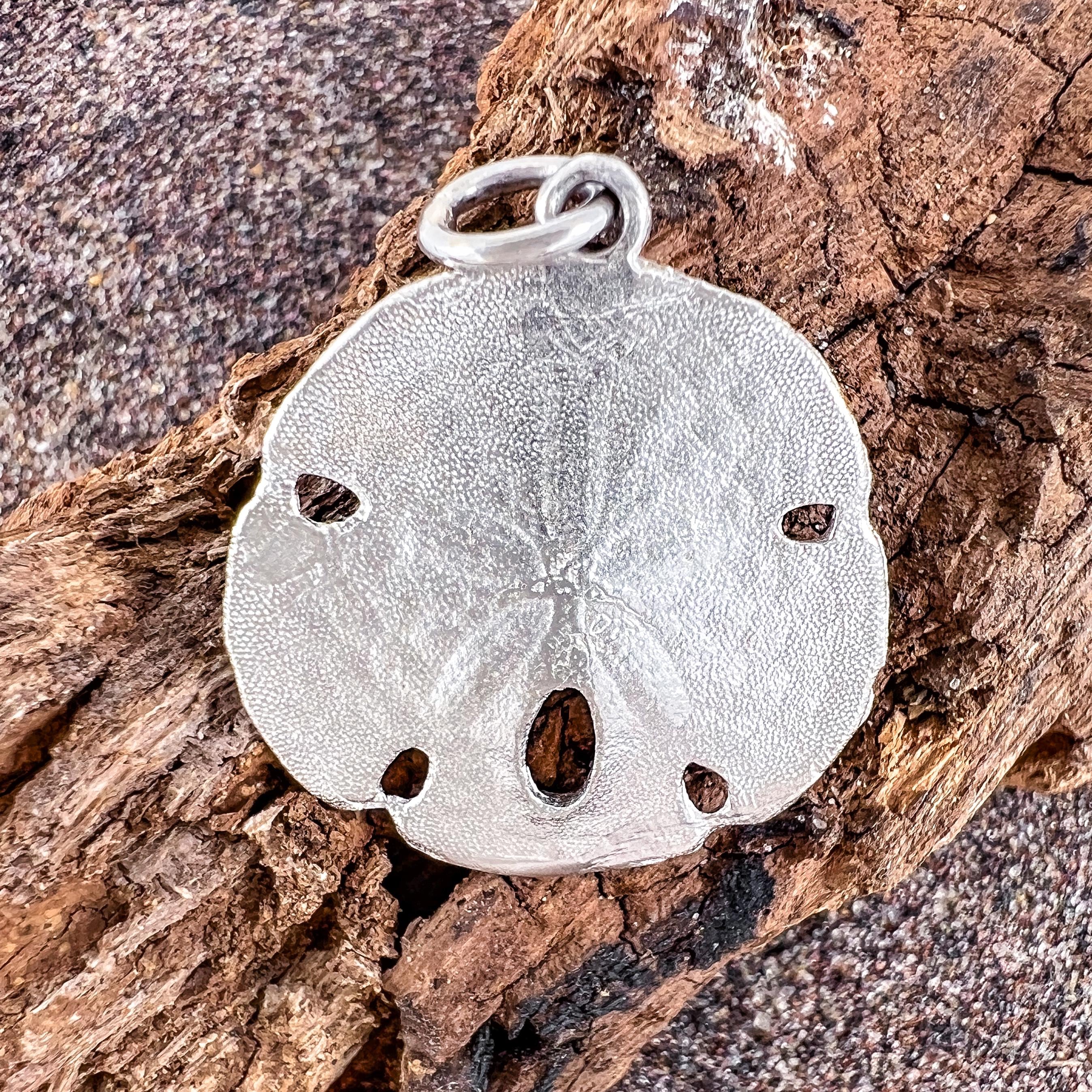 Large Sterling Silver Sand Dollar Pendant – Coastal Beach Jewelry, Ocean-Themed Necklace Charm, Handcrafted Silver Gift for Her