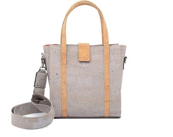 Cork tote bag | Vegan leather handbag for women with crossbody strap - Eco-friendly
