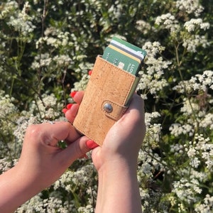 Monedero RFID de corcho con tapa emergente para hombre y mujer / Estuche para tarjetas de crédito - Ecológico