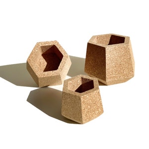 Cork planter | Natural cork plant pot - Decorative hexagonal container / Eco friendly home décor gifts