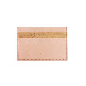 Tarjetero de corcho / Tarjetero fino vegano / Corcho rosa y natural - Ecológico