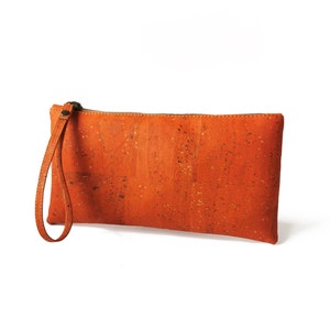 Umweltfreundliche Brieftasche aus Kork | Clutch aus veganem Leder - Orange