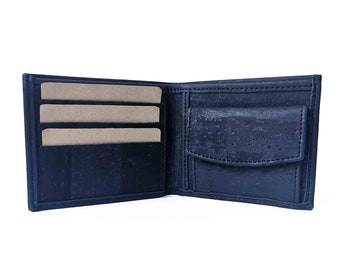 Black cork leather wallet for men - Vegan & Eco-friendly