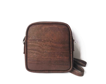 Brown cork leather crossbody bag | Vegan shoulder bag - Eco-friendly Gifts