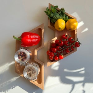 Cork fruit bowl / Decorative tray divided in two in natural or smoked cork - Sustainable and eco friendly