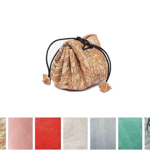 Cork coin purse | Cute wallet | Vegan leather drawstring pouch - Eco-friendly and sustainable gifts