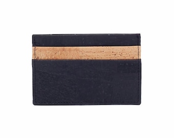 Kork-Kreditkartenhalter / schmale minimalistische Brieftasche aus veganem Leder - Umweltfreundliche und nachhaltige Geschenke