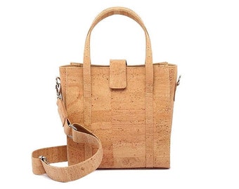 Natural cork handbag | Vegan leather convertible tote bag - Lightweight, waterproof and eco-friendly