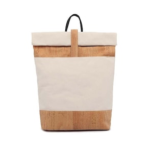 Cork and canvas backpack - Roll top backpack purse | Vegan, Eco-friendly and sustainable