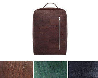 Cork leather laptop backpacks for men | Vegan laptop work bag - Large