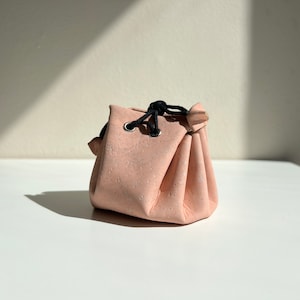 Monedero de piel de corcho con cordón - Monedero rosa para mujer, pequeño