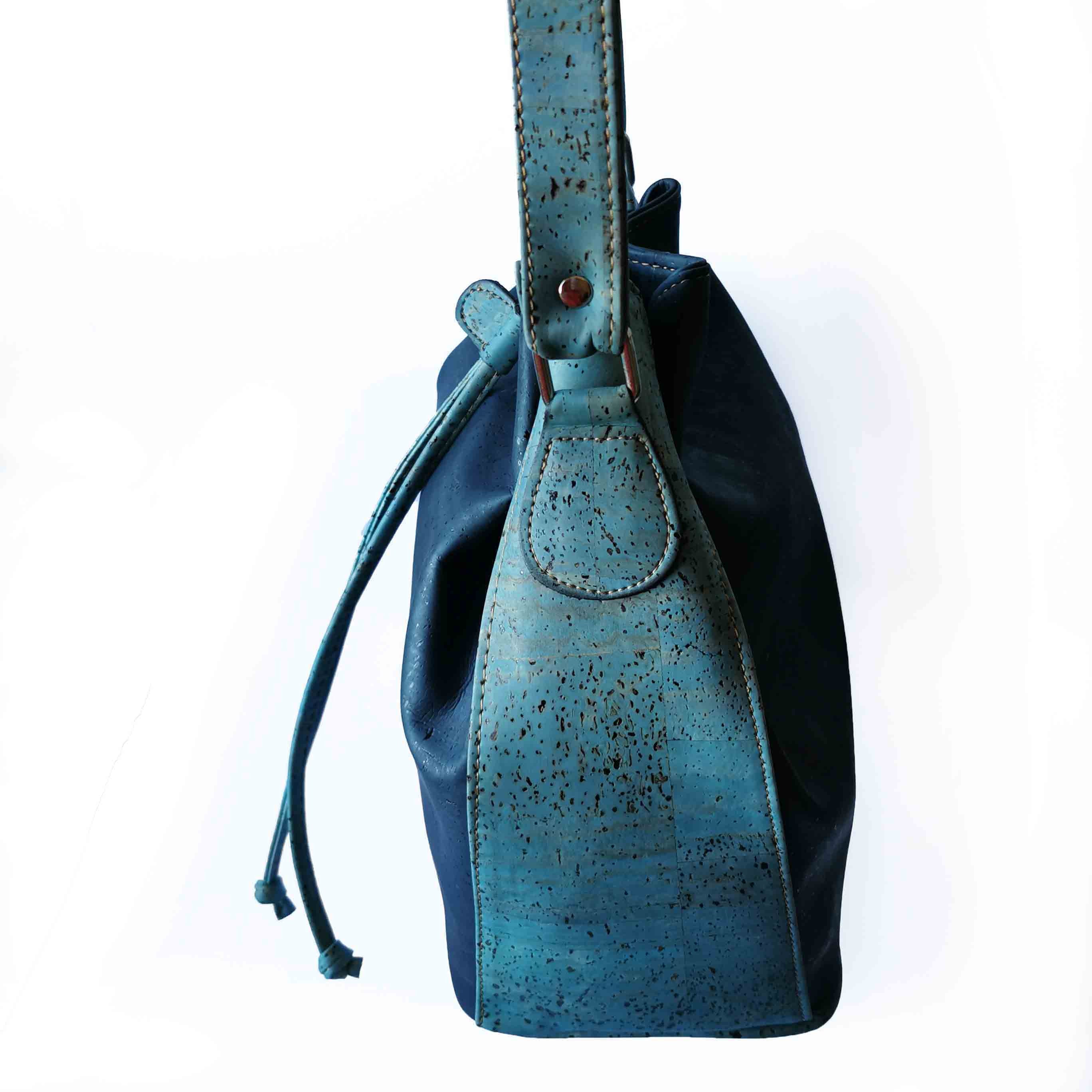 Cork leather bucket bag Blue vegan handbag/cross body bag | Etsy