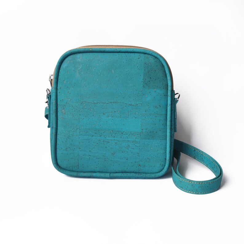 turquoise cork crossbody bag