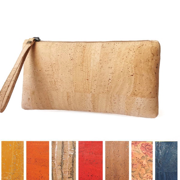 Cork wristlet wallet for women | Vegan leather clutch bag purse - Eco-friendly