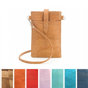 Cork phone crossbody purse | Mini vegan leather bag - Waterproof and lightweight