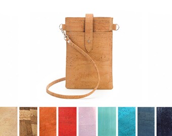 Cork phone crossbody purse | Mini vegan leather bag - Waterproof and lightweight