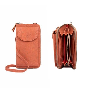 Kork-Reißverschluss um Brieftasche und Telefon Kreuzkörpertasche | Vegan & Umweltfreundlich