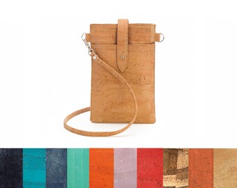Cork phone crossbody purse | Mini vegan leather bag - Waterproof and lightweight