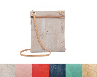 Small cork crossbody bags | Vegan leather mini phone bag - Minimalist