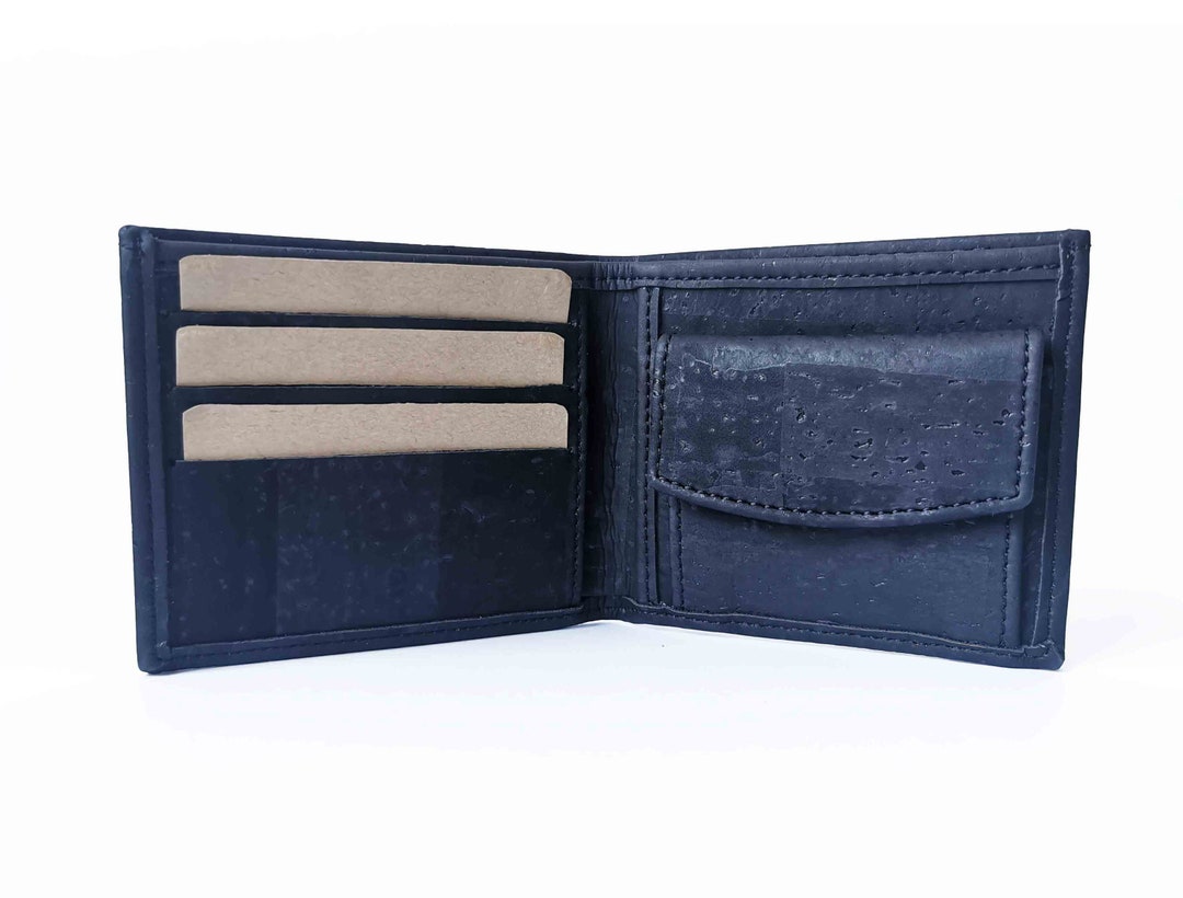 Black Cork Leather Wallet for Men Vegan & Eco-friendly - Etsy UK