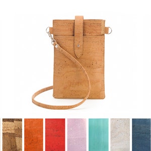 Monedero bandolera de corcho para móvil / Minibolso de piel vegana - Impermeable y ligero
