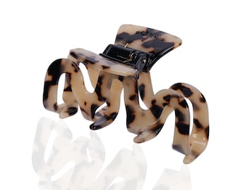 Pinza para el cabello ondulada extragrande, estilo años 70, resina vegana.