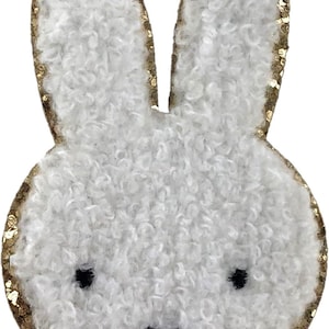 Gouden glitters en witte chenille varsity-initialen, zelfklevende sticker opstrijkbaar, 2,5 inch (MIFF)