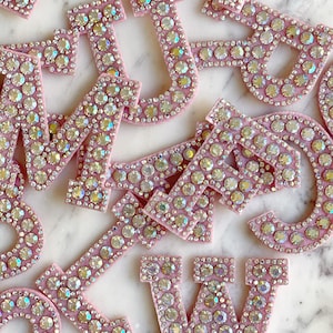 Rhinestone Bling A~Z English Alphabet Letter, Iron-On/Sew-On Patch Badge Paste for Clothes