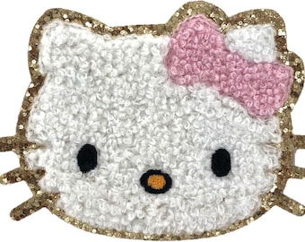 Parches adhesivos ZOOX Mickey y sus amigos, chenilla clásica con purpurina dorada, 8,9 cm (gatito)