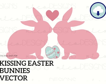Easter Bunny, Kissing Bunnies Vector, Easter, Sublimation, Cute Easter Design, Cut File, SVG, PNG