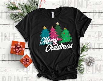 Merry Christmas, Christmas Trees PNG, Christmas Clip Art, Winter Clipart, PNG for Sublimation, Instant Download, Tee Shirt Design