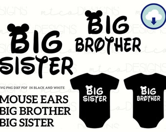 Big Brother, Big Sister, Mouse Ears, Mouse, Vacation, Vector, Sublimation, Cute Easter Design, Cut File, SVG, PNG