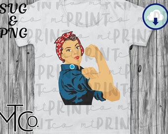 Rosie Can Do it Png, SVG Vector, Clip Art, PNG for Sublimation Transfer png, Vinyl, Instant Download, Tee Shirt Design, We Can Do It