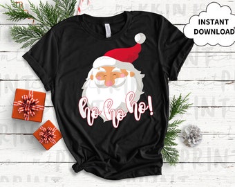 Ho Ho Ho Santa Christmas, Santa PNG, Christmas Clip Art, Winter Clipart, PNG for Sublimation, Instant Download, Tee Shirt Design