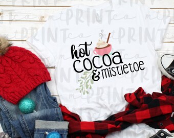 Christmas, Hot Cocoa & Mistletoe PNG, Christmas Clip Art, Winter Clipart, PNG for Sublimation, Printing, Instant Download