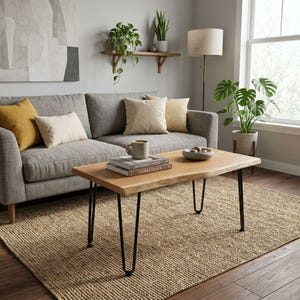 kiuub Coffee Table Oak | Hairpin Legs | Black | Various Sizes image 1